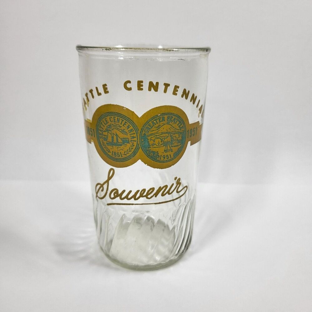 Seattle Centennial Souvenir 1851 1951 Juice Glass Vintage Washington